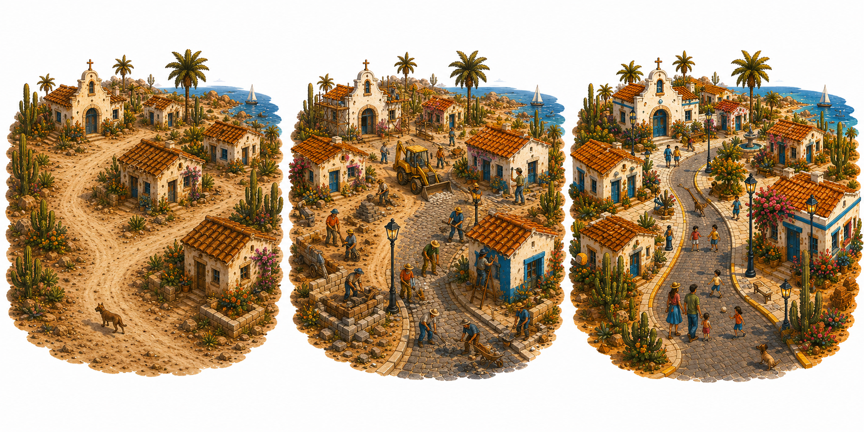 Before, during, after — campaign illustration