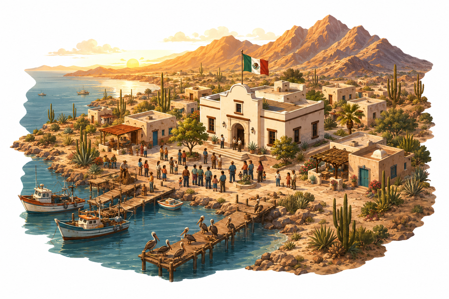 San Felipe coastal fishing village — illustration